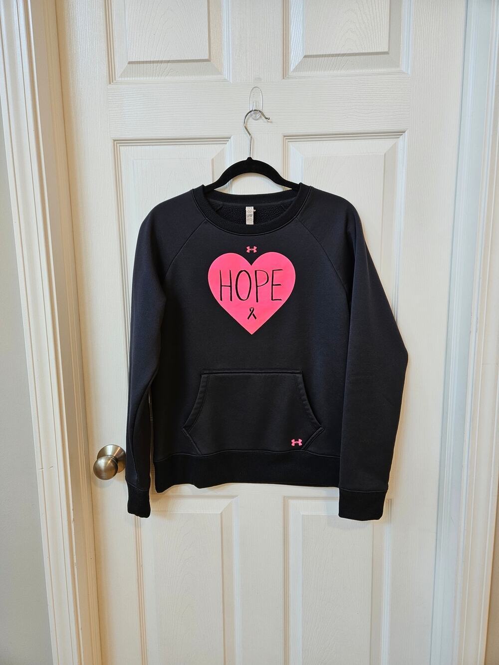 Under Armour ColdGear HOPE Pink Ribbon Fleece Sweatshirt Women's Large Black